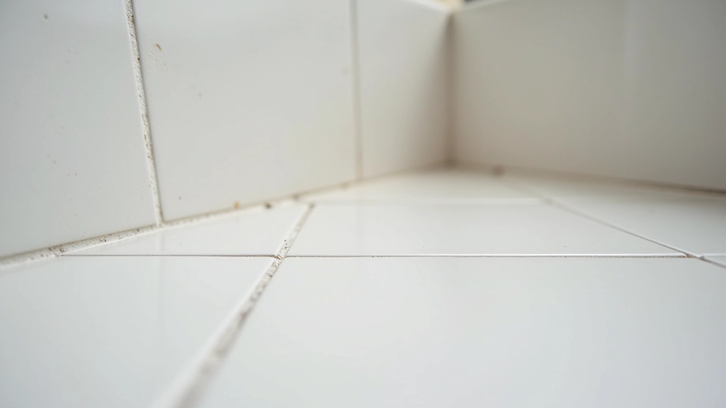Bathroom wall with tiles ready for grouting showing proper spacing and clean grout joints prepared for application