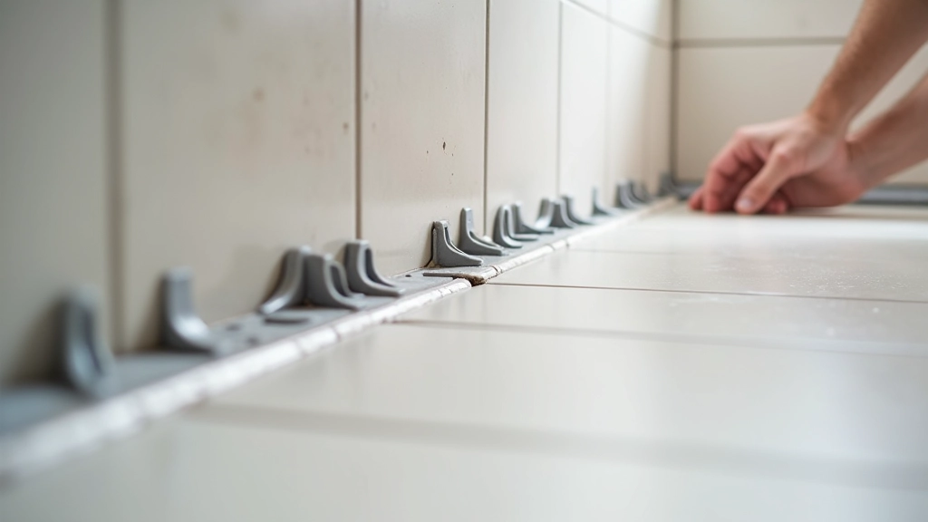 Tile leveling system being used to ensure bathroom tiles are perfectly even and flush during installation