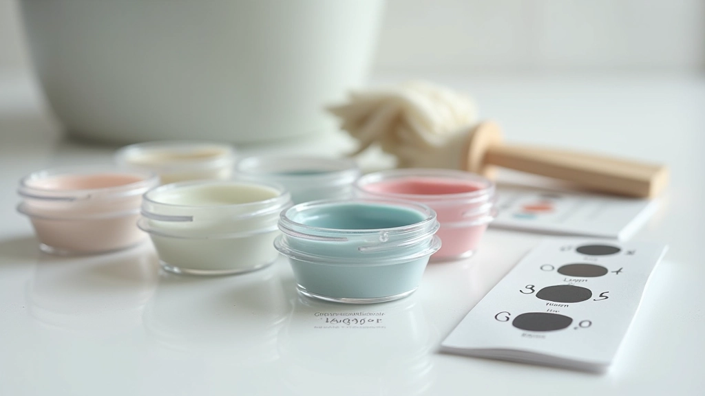 Colorful waterproof grout samples arranged in organized containers with labels and testing tools